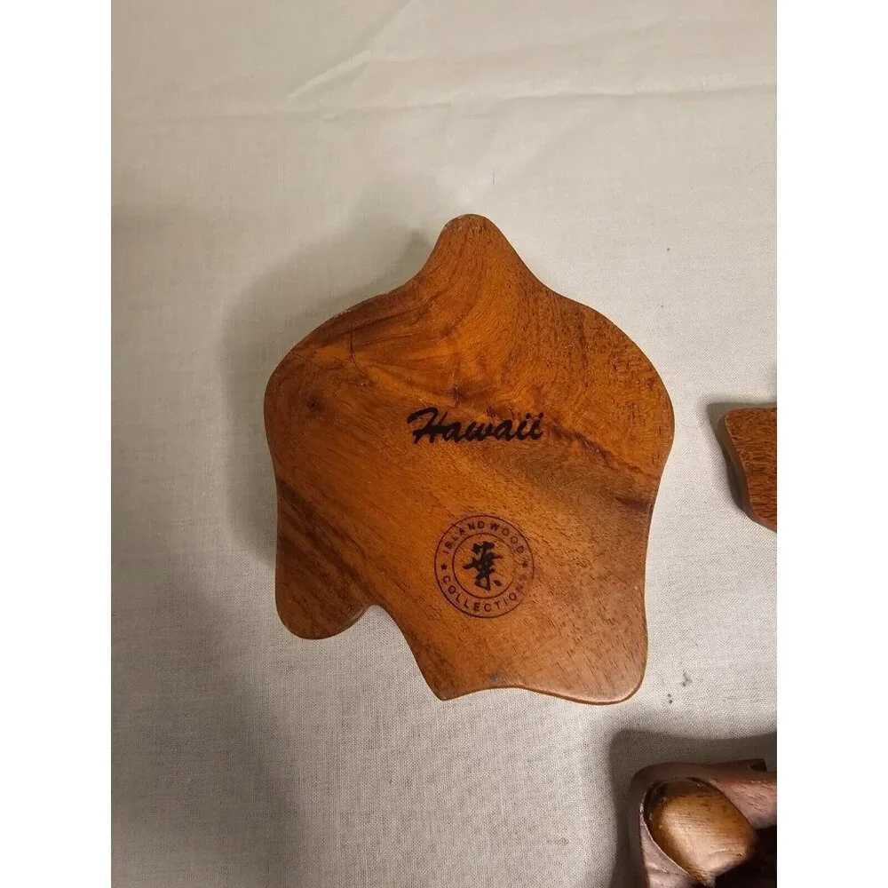 Island Wood‎ Collection Wood Jewelry Box Hawaii Turtle Shaped Vintage